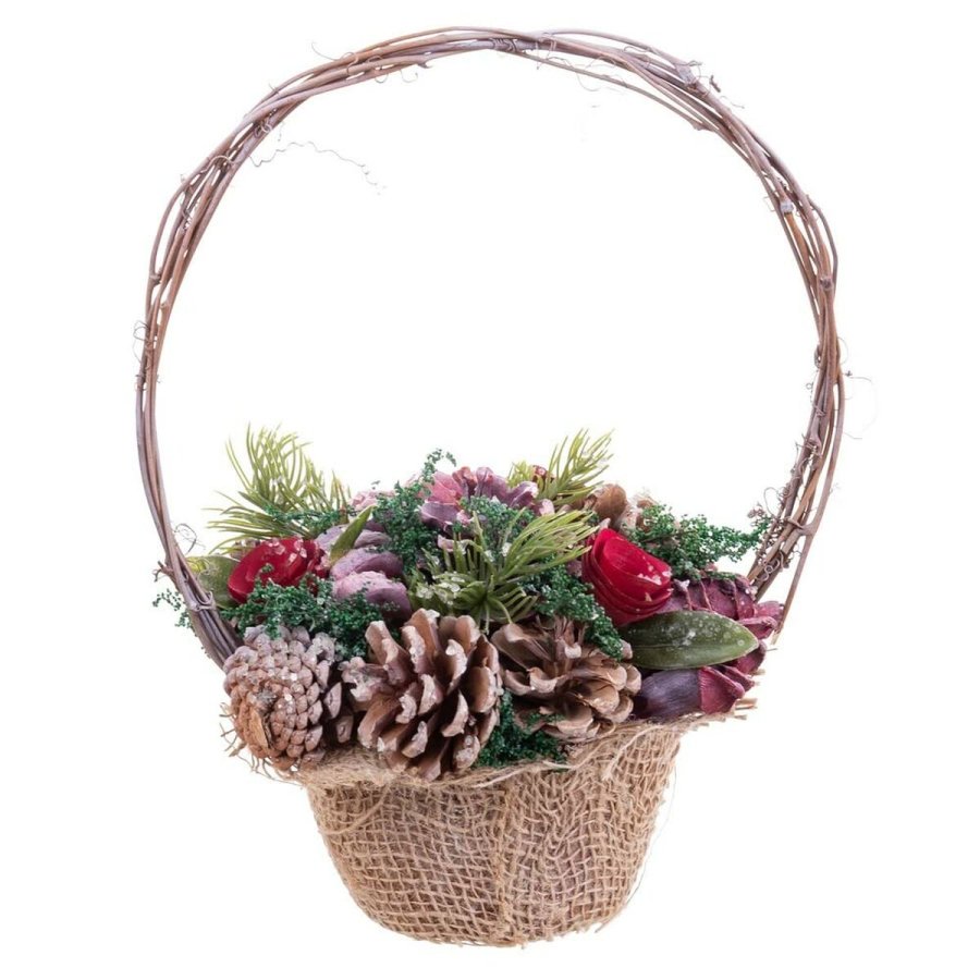 Julepynt Rd Multifarvet Spanskrr Plastik Foam Ananas Kurv 21 x 21 x 30 cm #5