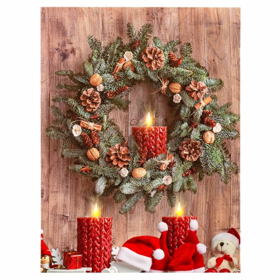 Maleri Jul Multifarvet Tr Lrred 30 x 40 x 1,8 cm #1