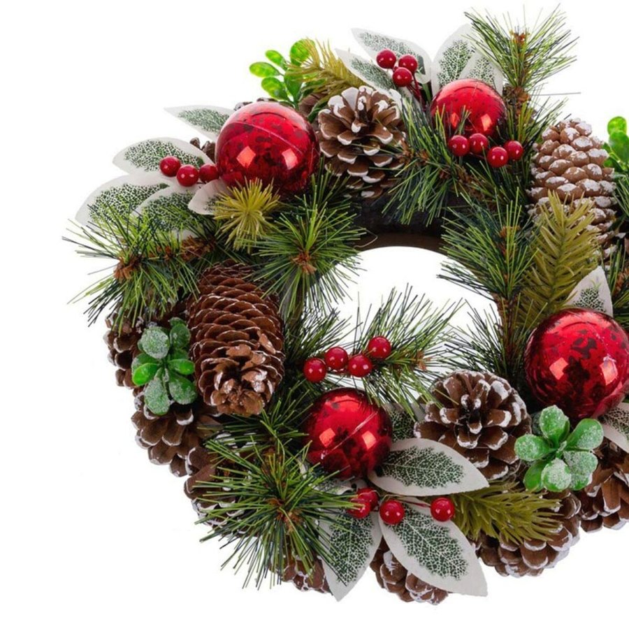 Adventskrans Rd Grn Multifarvet Plastik Foam Ananas 30 x 30 cm #9