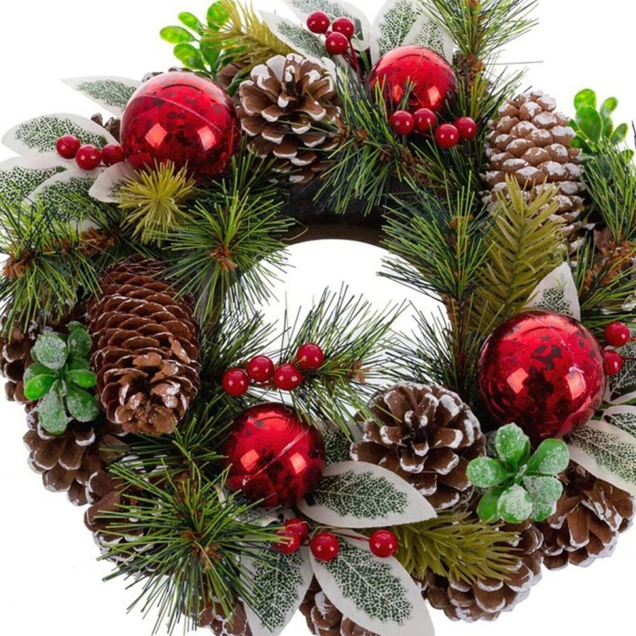 Adventskrans Rd Grn Multifarvet Plastik Foam Ananas 30 x 30 cm #5