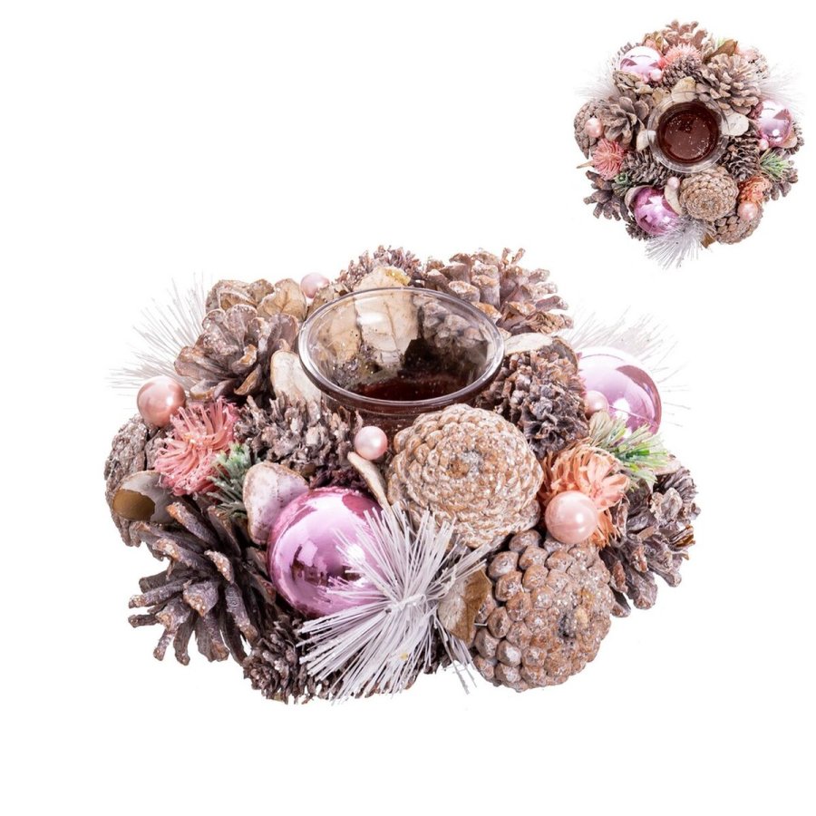 Julelys Holder Hvid Pink Plastik Foam Ananas 19 x 19 x 9 cm #1