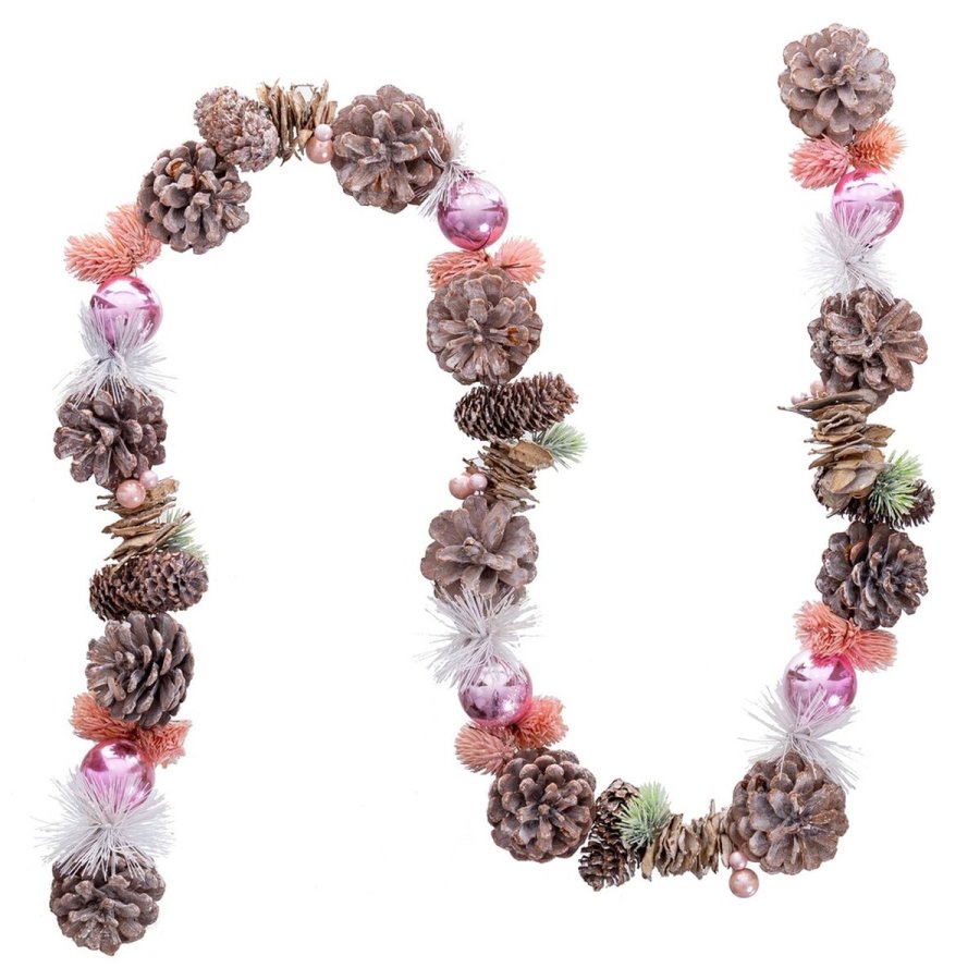 Juleguirlande Hvid Pink Plastik Foam Ananas 150 cm #1