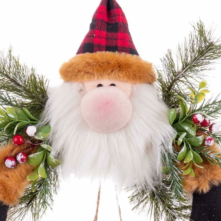 Adventskrans Julemanden Multifarvet Fjer Plastik 40 x 35 x 8 cm #13