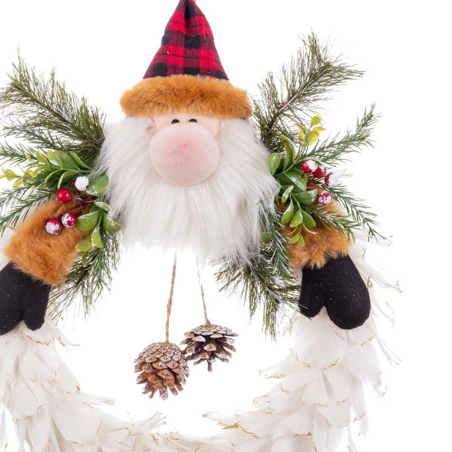Adventskrans Julemanden Multifarvet Fjer Plastik 40 x 35 x 8 cm #17