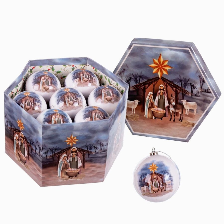 Julekugler Multifarvet Papir Polyfoam Krybbespil/Bethlehem 7,5 x 7,5 x 7,5 cm (14 enheder) #1