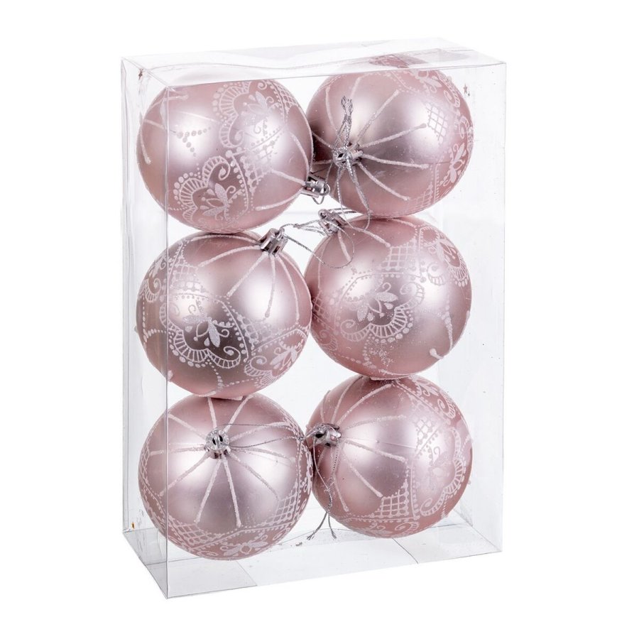 Julekugler Pink Plastik 8 cm (6 enheder) #1