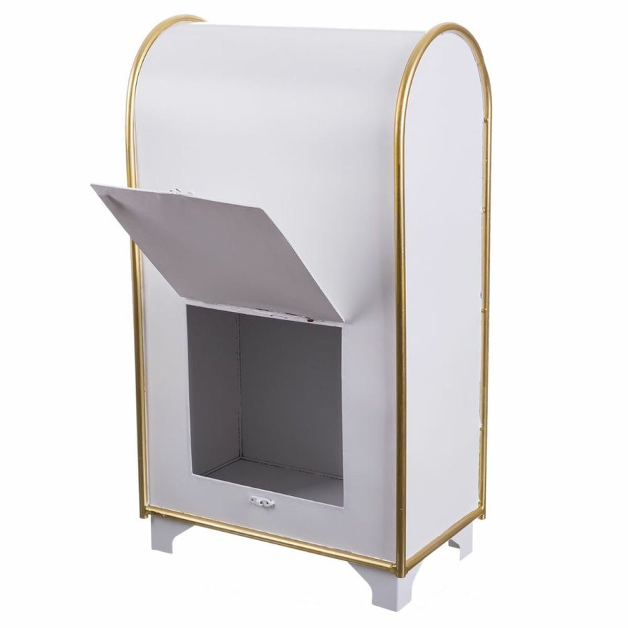 Julepynt Hvid Gylden Metal Brevkasse 34,5 x 21,5 x 61,5 cm #5