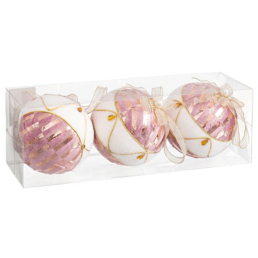 Julekugler Hvid Pink Polyfoam Materiale 10 x 10 x 10 cm (3 enheder) #5