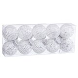 Julekugler Hvid Slvfarvet Plastik Materiale Paillietter 6 x 6 x 6 cm (10 enheder) #1