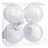 Julekugler Hvid Slvfarvet Plastik Materiale Paillietter 10 x 10 x 10 cm (4 enheder) #1