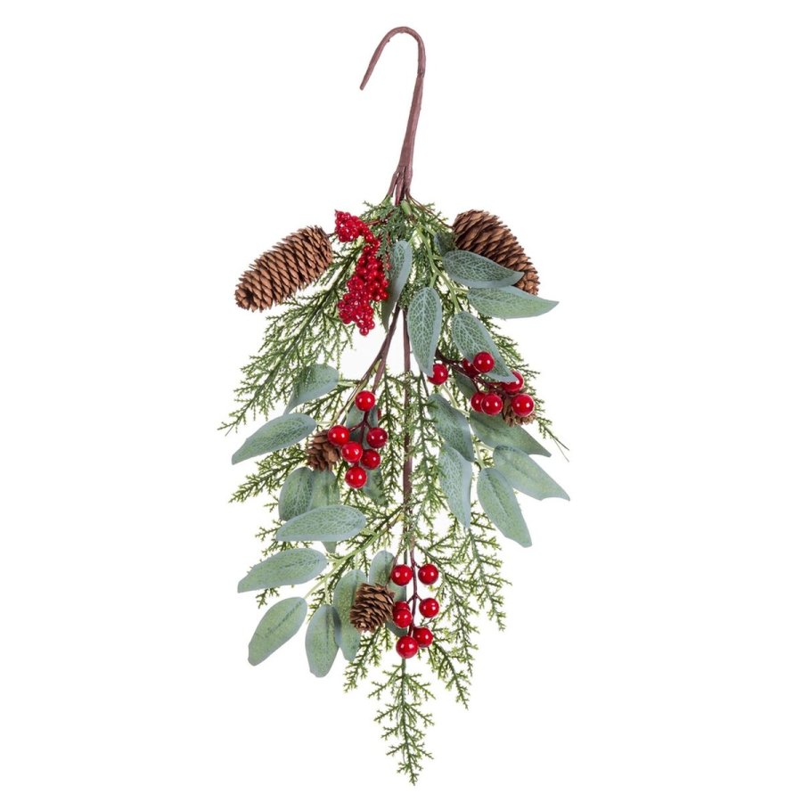 Julepynt Rd Grn Ananas 20 x 10 x 45 cm #1