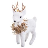 Julepynt Hvid Guld Hjort 19 x 10 x 27 cm #1
