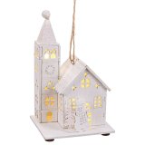 Julepynt Hvid Kirke 8,5 x 7,5 x 14,5 cm #1