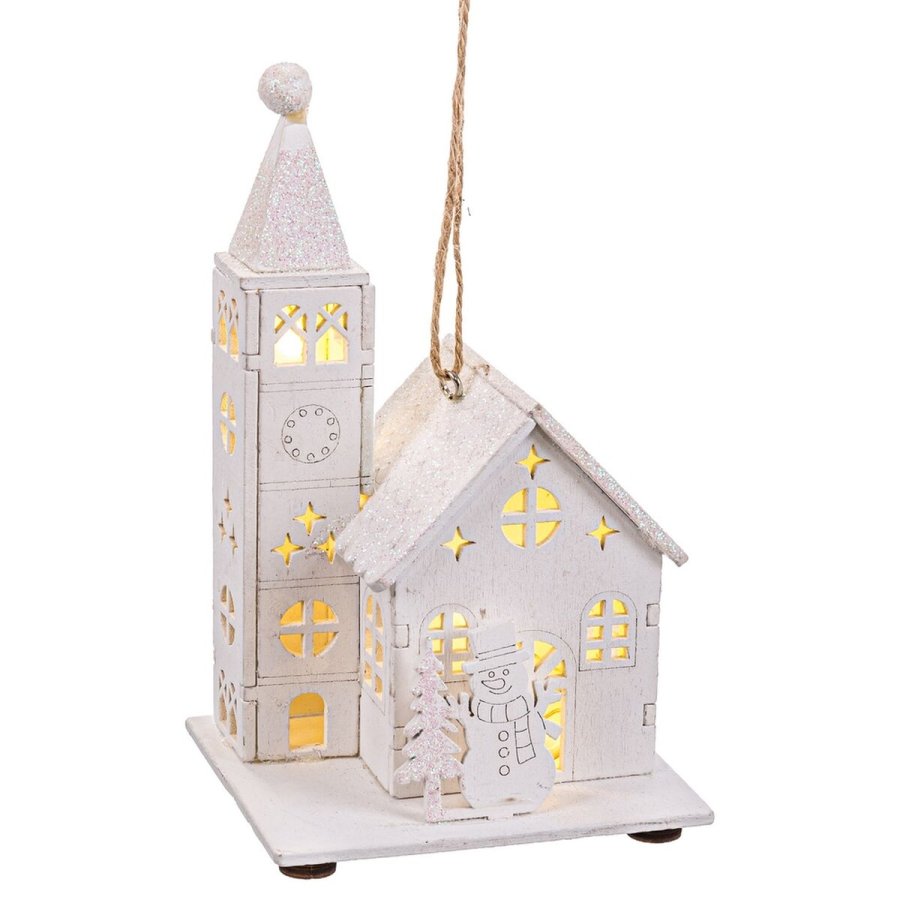 Julepynt Hvid Kirke 8,5 x 7,5 x 14,5 cm #1