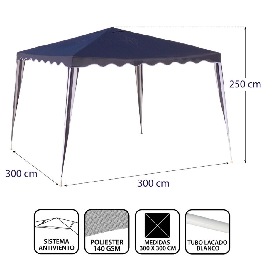 Lysthus Gazebo Polyester St�l 300 x 300 x 245 cm #4