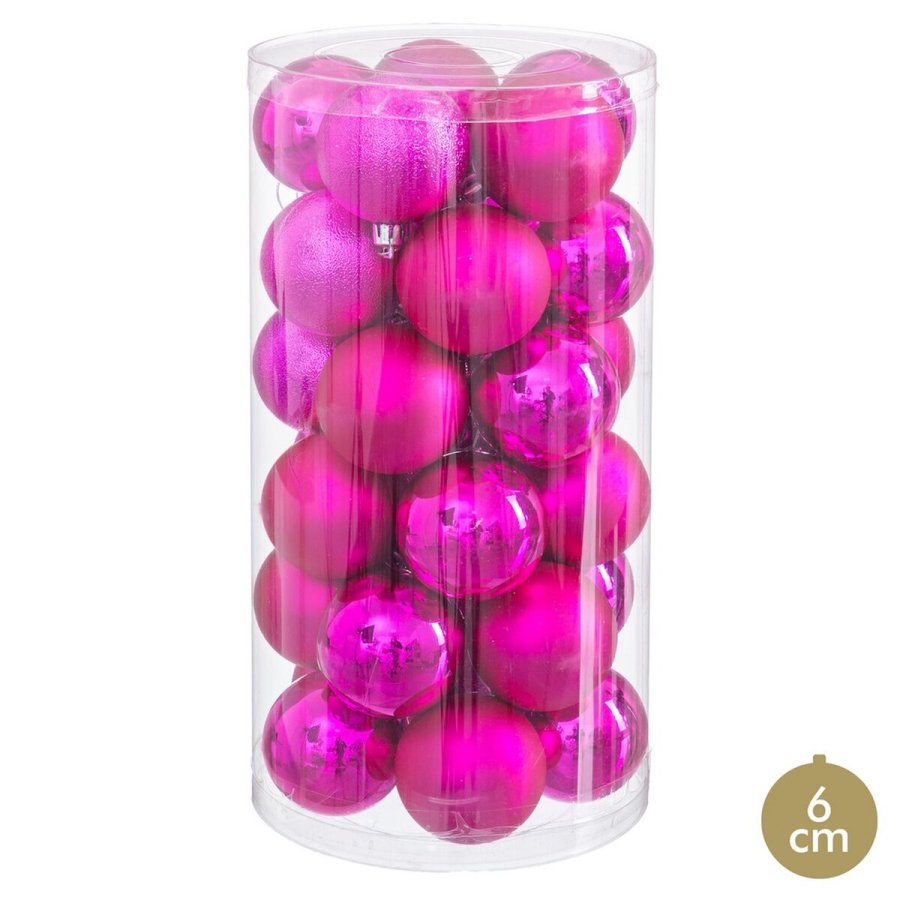 Julekugler Fuchsia Plastik  6 cm (30 enheder) #1