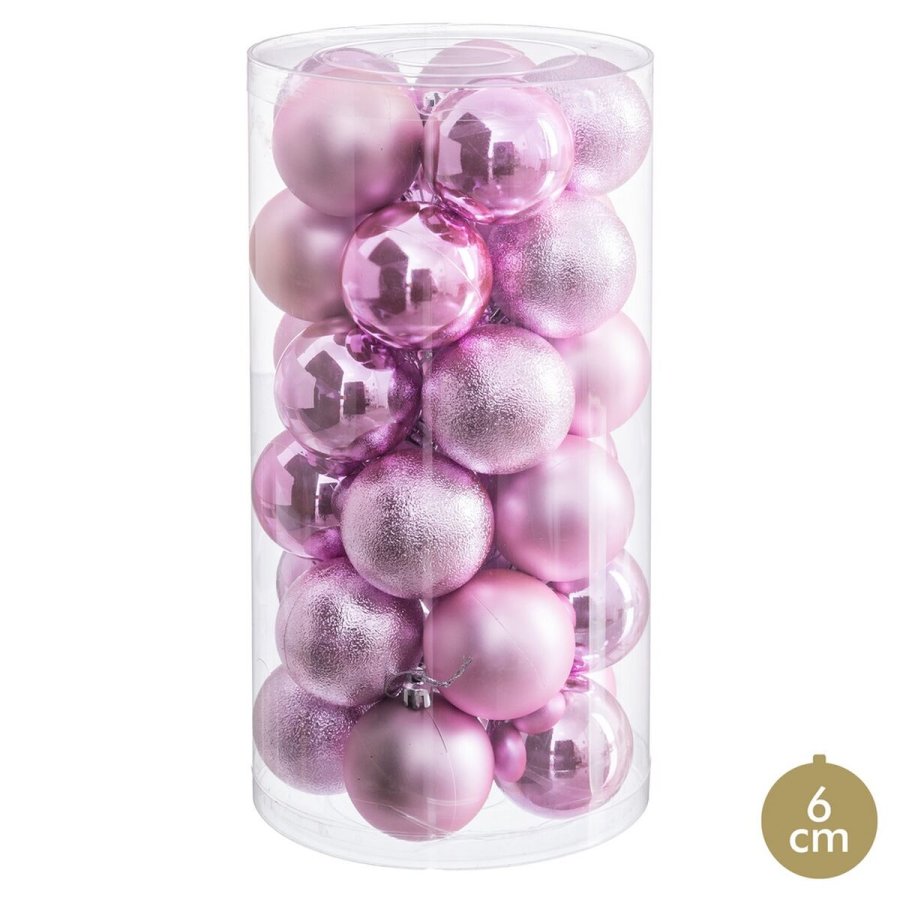 Julekugler Pink Plastik  6 cm (30 enheder) #1