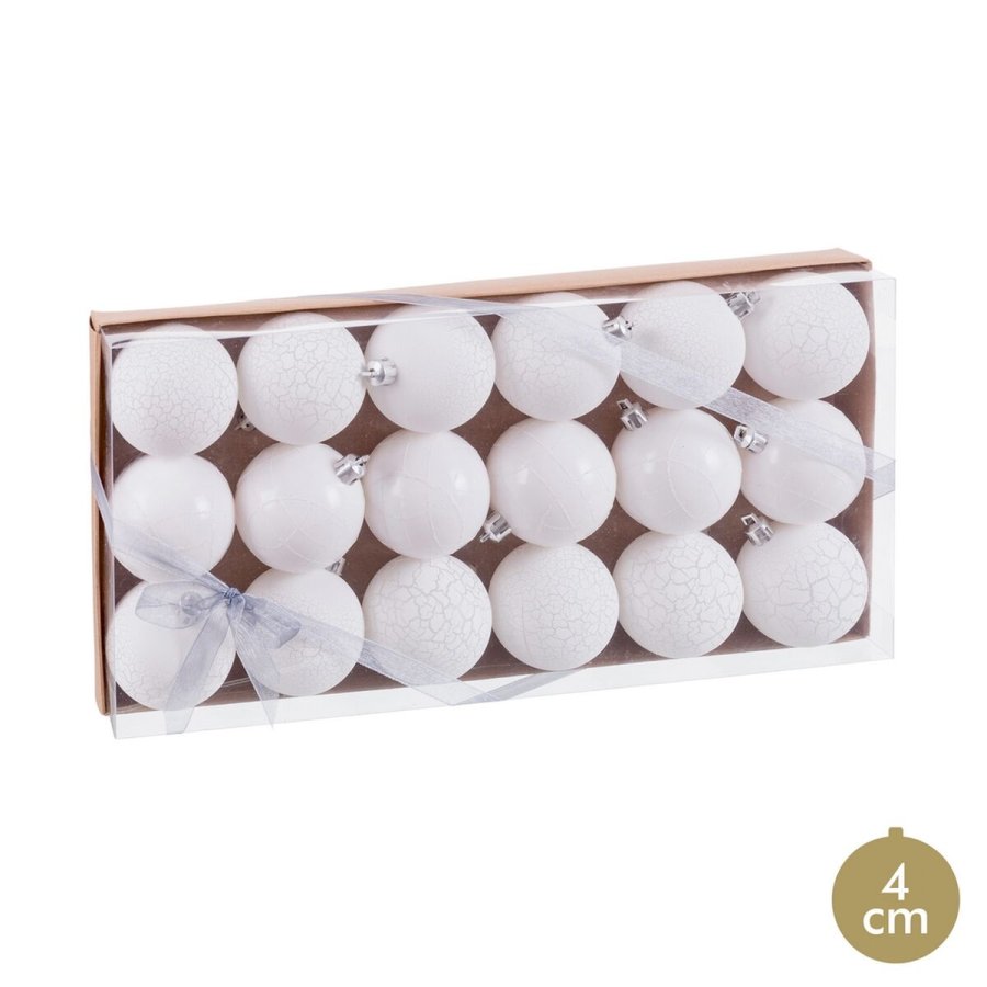 Julekugler Hvid Plastik  4 cm (18 enheder) #5