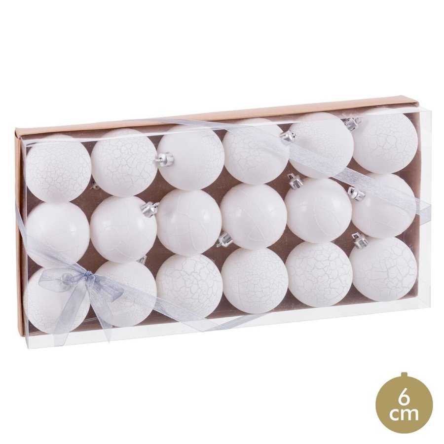 Julekugler Hvid Plastik  6 cm (18 enheder) #1