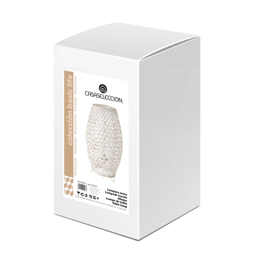 Bordlampe Hvid Metal Bambus 40 W 220-240 V 20 x 20 x 37 cm #5