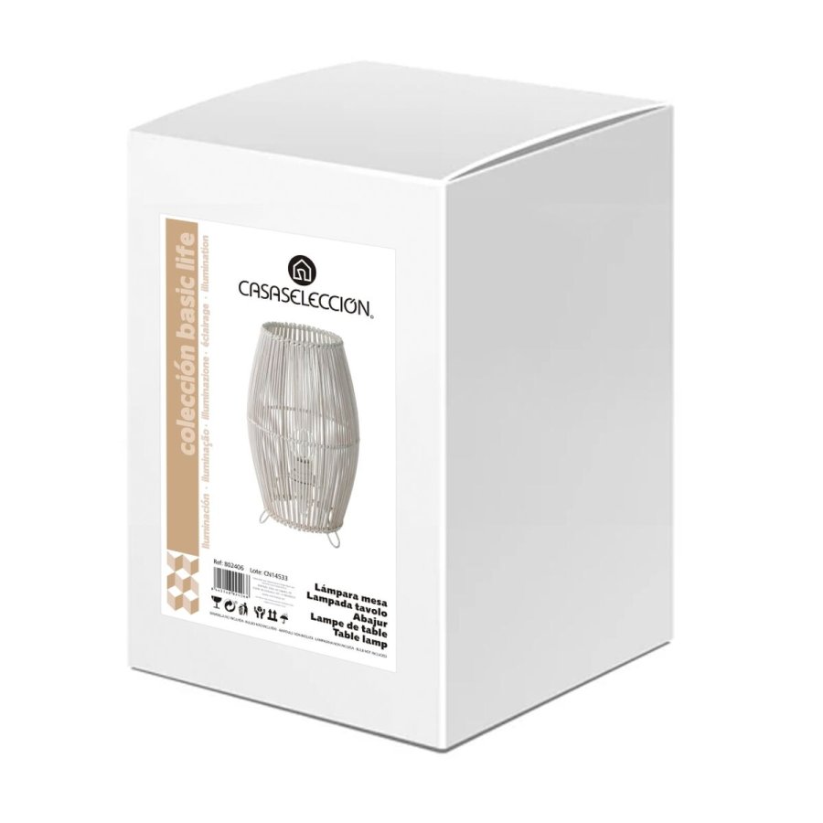 Bordlampe Hvid Metal Bambus 40 W 220-240 V 17 x 17 x 29 cm #4