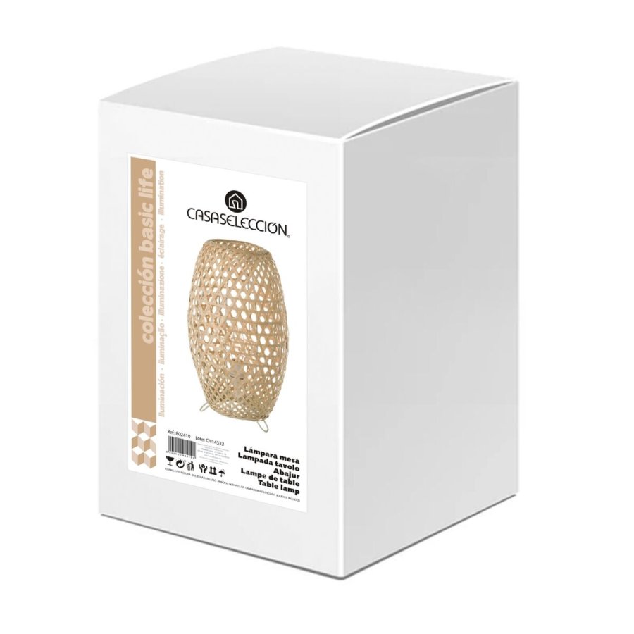 Bordlampe Natur Metal Bambus 40 W 220-240 V 20 x 20 x 35 cm #4