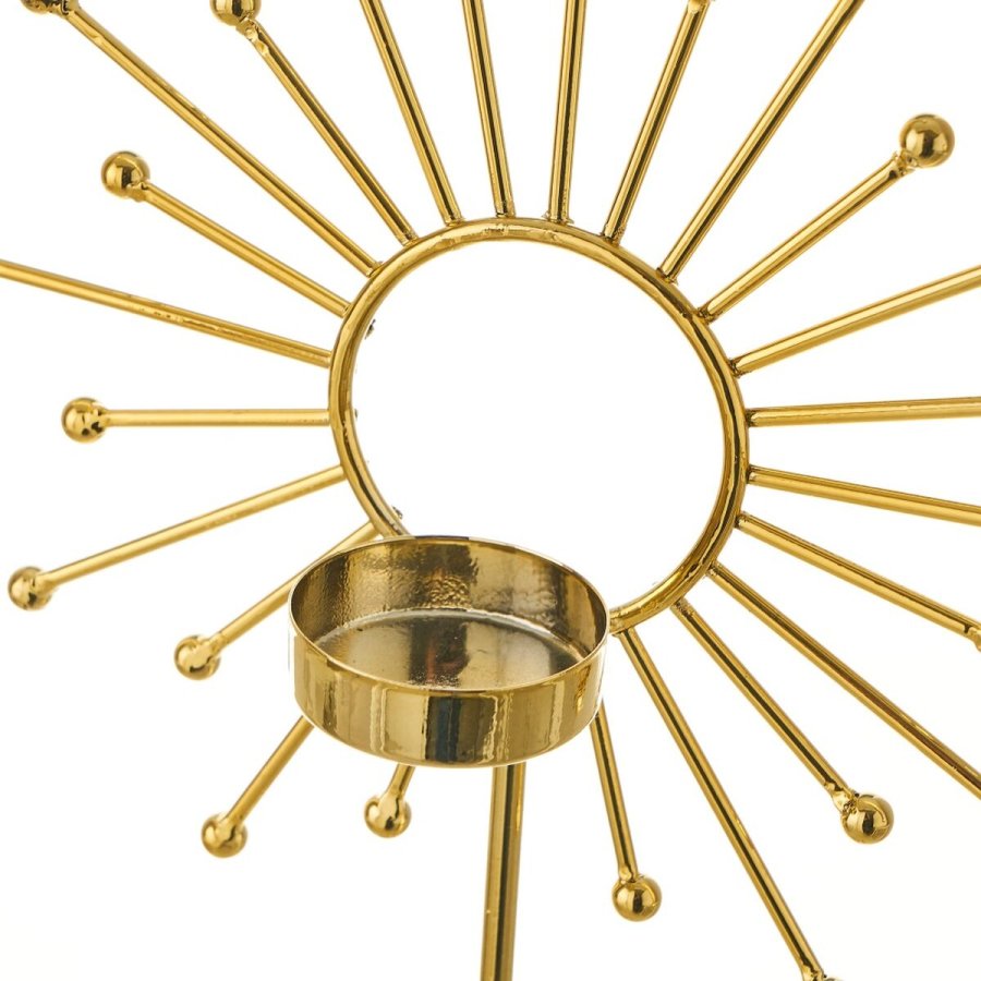 Lyseholder Hvid Gylden Keramik Jern 18,4 x 8,4 x 29,1 cm #2