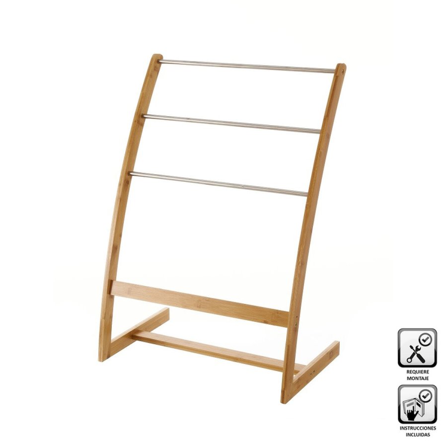 Fritstende hndkldestativ Natur Bambus Rustfrit stl 57 x 35 x 81 cm #5
