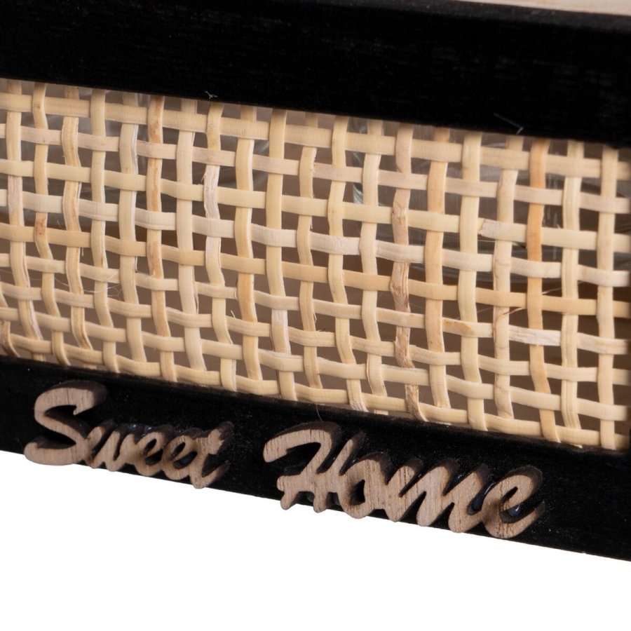 Lyseholder HEARTS Hvid Sort Natur Tr Krystal Sukkerrr Tr MDF 22 x 8 x 7 cm #4