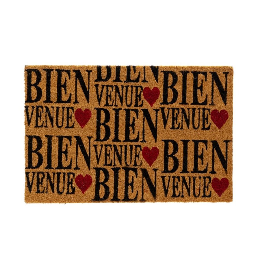 Drmtte COEURS Brun Sort Rd PVC Kokosnd Fiber 60 x 40 x 1,5 cm #1