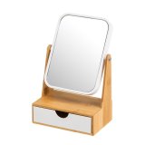 Makeup-Spejl Hvid Natur Bambus Krystal polystyren 16 x 10 x 24 cm #1