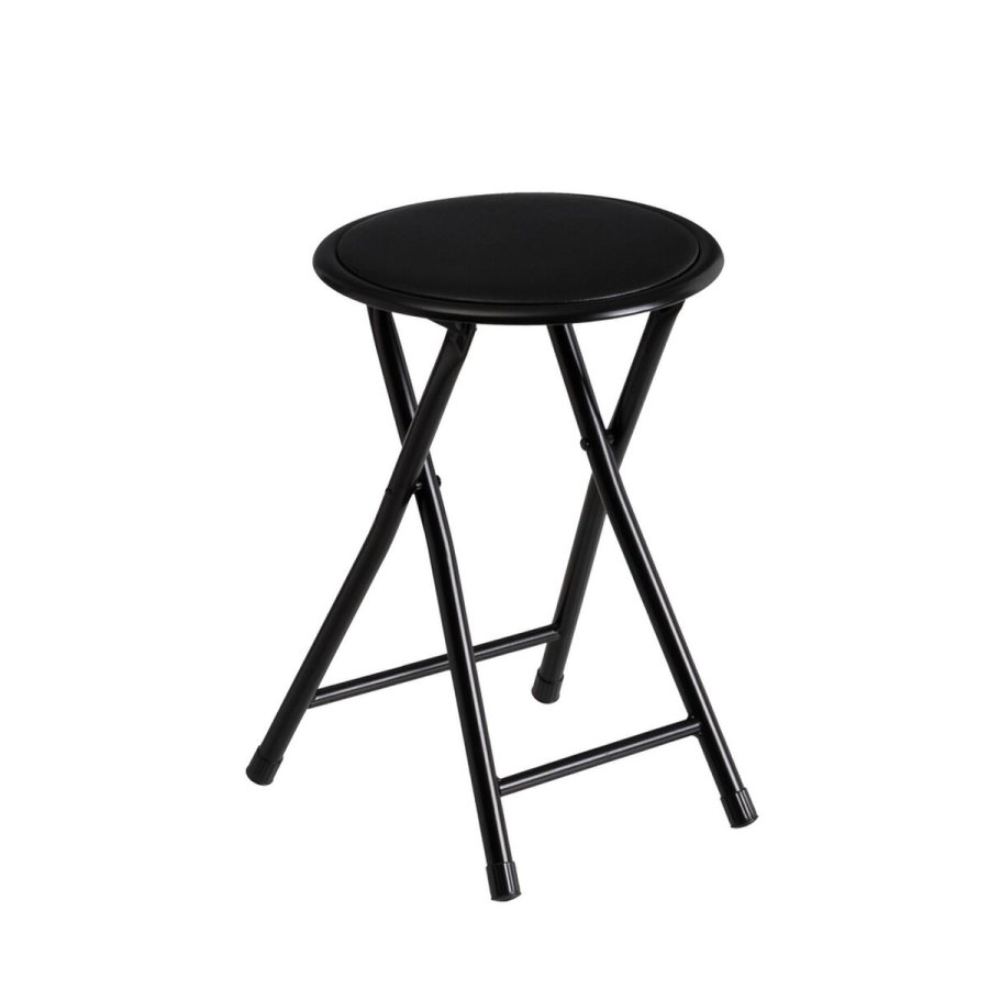Taburet Sort Polyuretan PVC Jern 30 x 30 x 45 cm #1