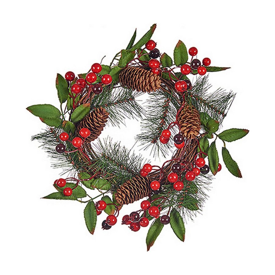 Adventskrans Brun Rd Grn Plastik 30 x 10 x 30 cm #1