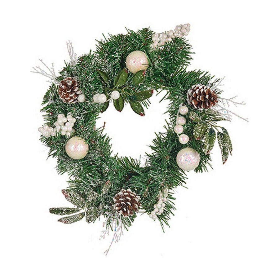 Adventskrans Hvid Brun Grn Plastik 30 x 12 x 30 cm #1