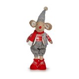 Dekorativ figur Mus Jul 48 cm Hvid Rd Gr Fldefarvet #1