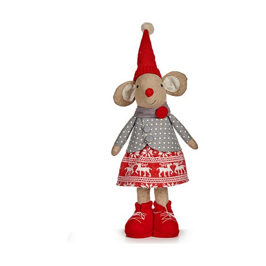 Dekorativ figur Mus Jul 48 cm Hvid Rd Gr Fldefarvet #1