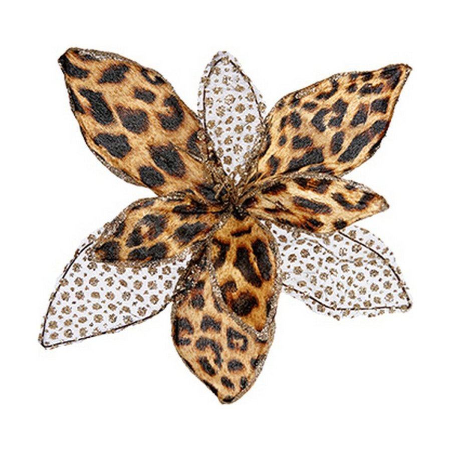 Dekorativ blomst Leopard Jul Brun 35 x 35 x 35 cm #1