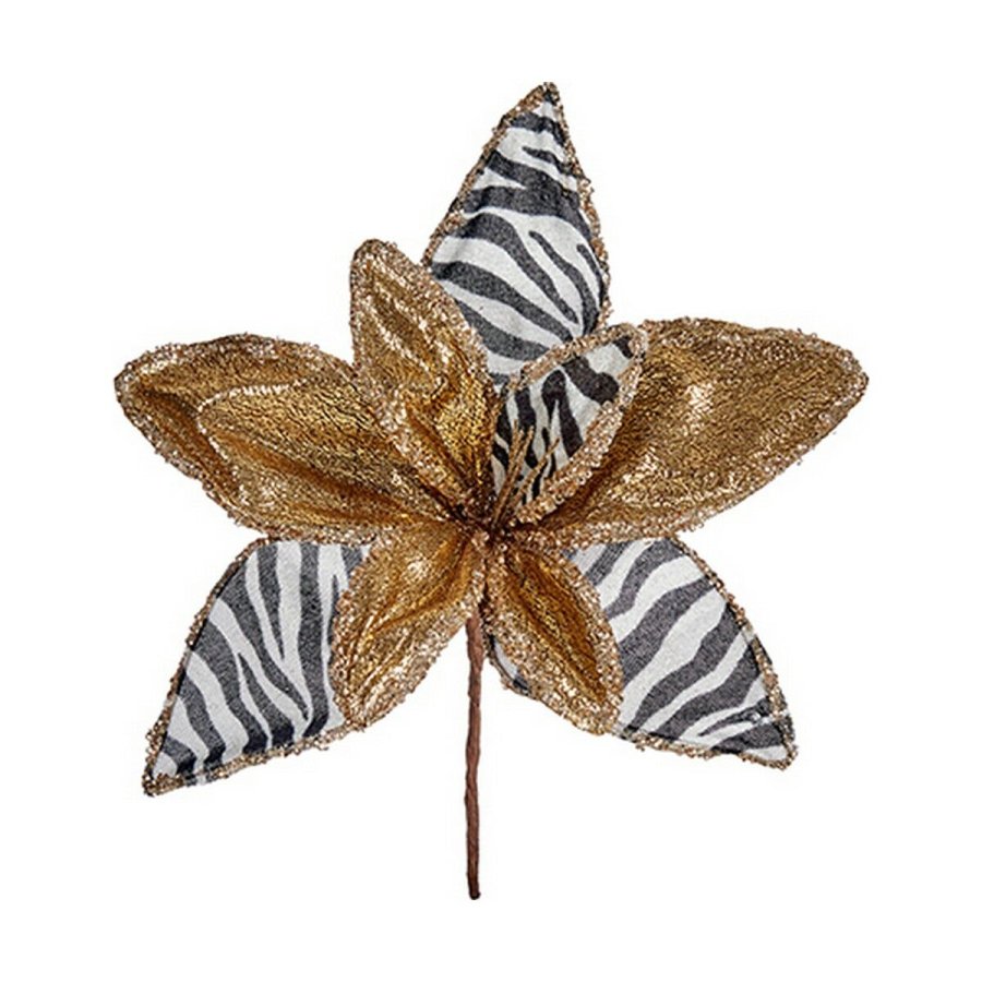 Dekorativ blomst Zebra Jul Gylden Hvid 35 x 35 x 35 cm #1