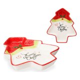 Borddekoration Juletr Julemanden 19,6 x 3 x 23 cm Keramik Rd Hvid #1