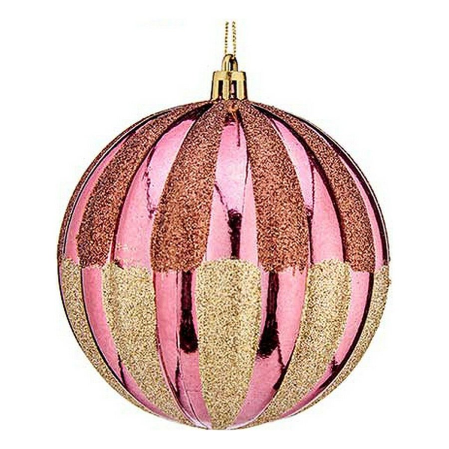 Julekugler  10 cm 6 enheder Pink Gylden Plastik #1