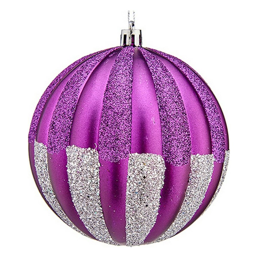 Julekugler Krist+ 00858 Lilla Slvfarvet PVC  10 cm 6 enheder #1