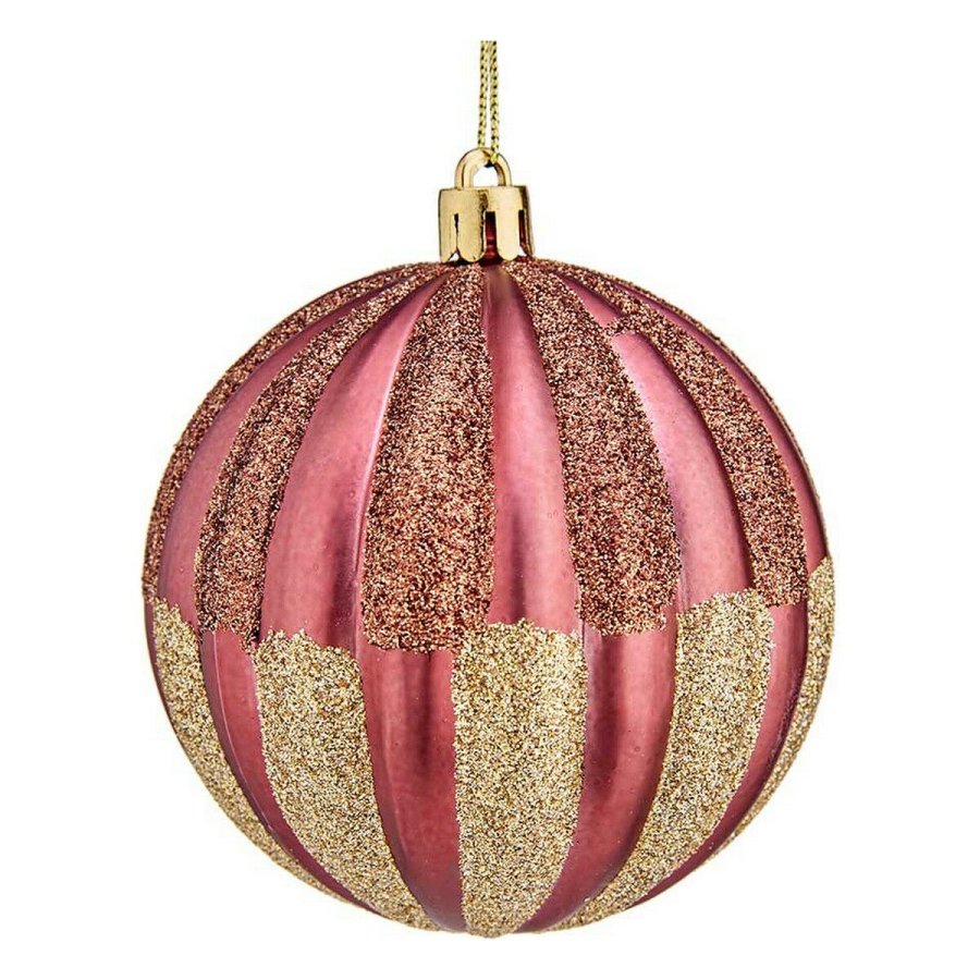 Julekugle  8 cm 6 enheder Pink PVC Plastik #1