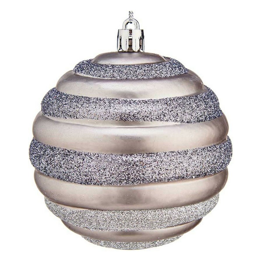 Julekugler  8 cm 6 enheder Slvfarvet Plastik #1