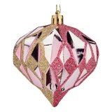 Julekugler Diamant  8 cm 6 enheder Pink Gylden Plastik #1