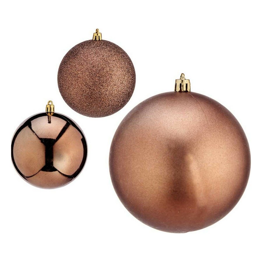 Julekugler Krist+ 00781 Brun Plastik  10 cm 6 enheder #1