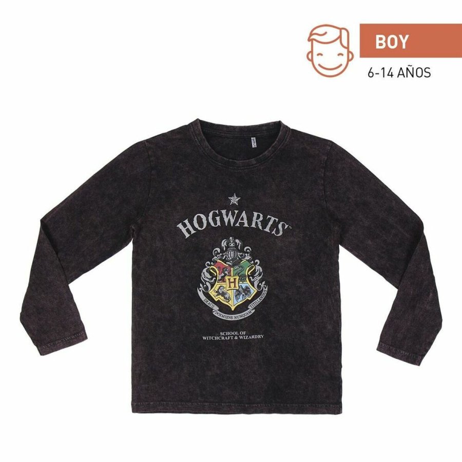 Langrmet T-shirt til Brn Harry Potter Gr Mrkegr #1