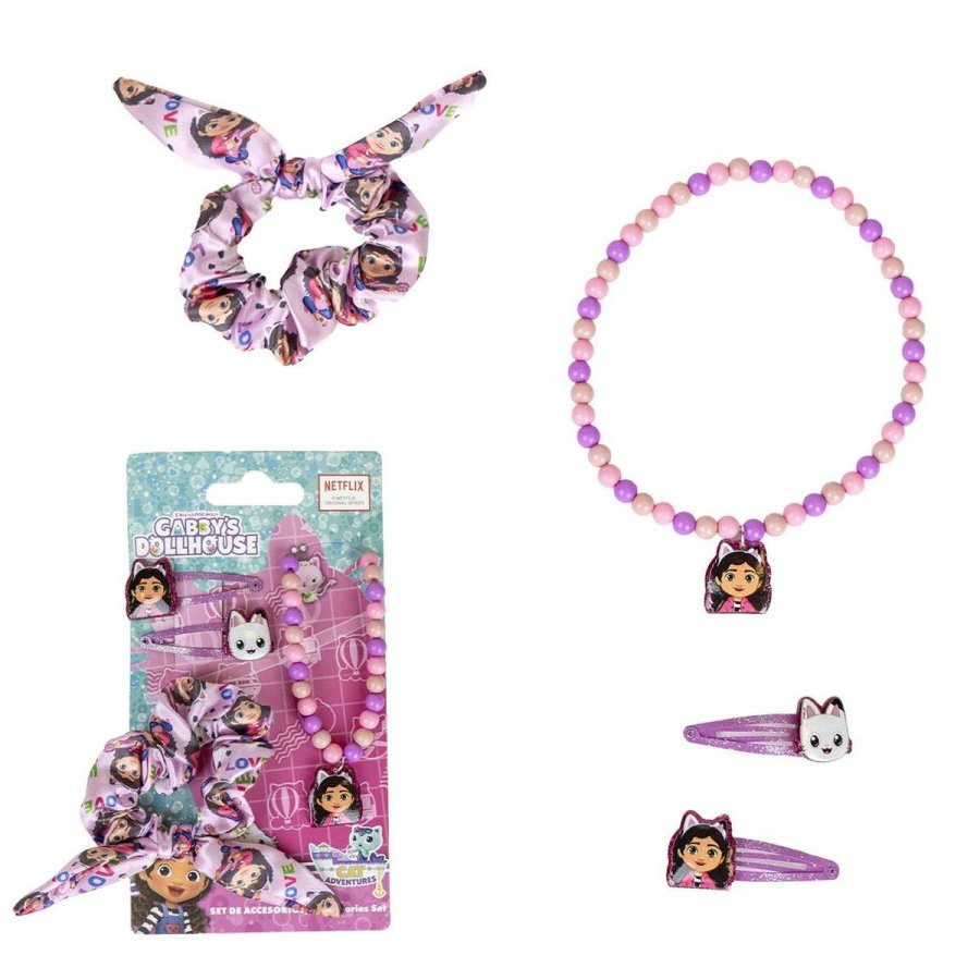 Tilbehr til Hret Gabby's Dollhouse 4 Dele Pink #1