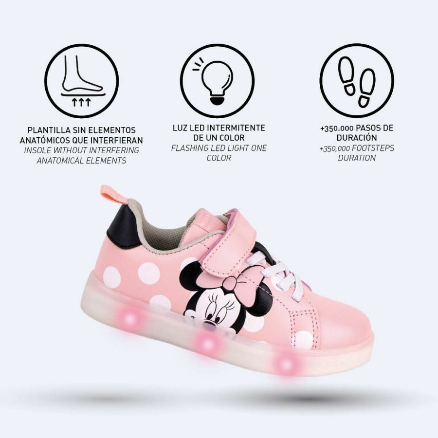 LED Trningssko Minnie Mouse Velcro Pink #4