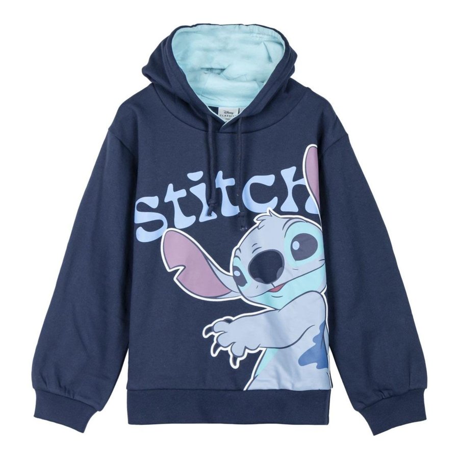 Sweatshirt med h�tte til piger Stitch M�rkebl� #6