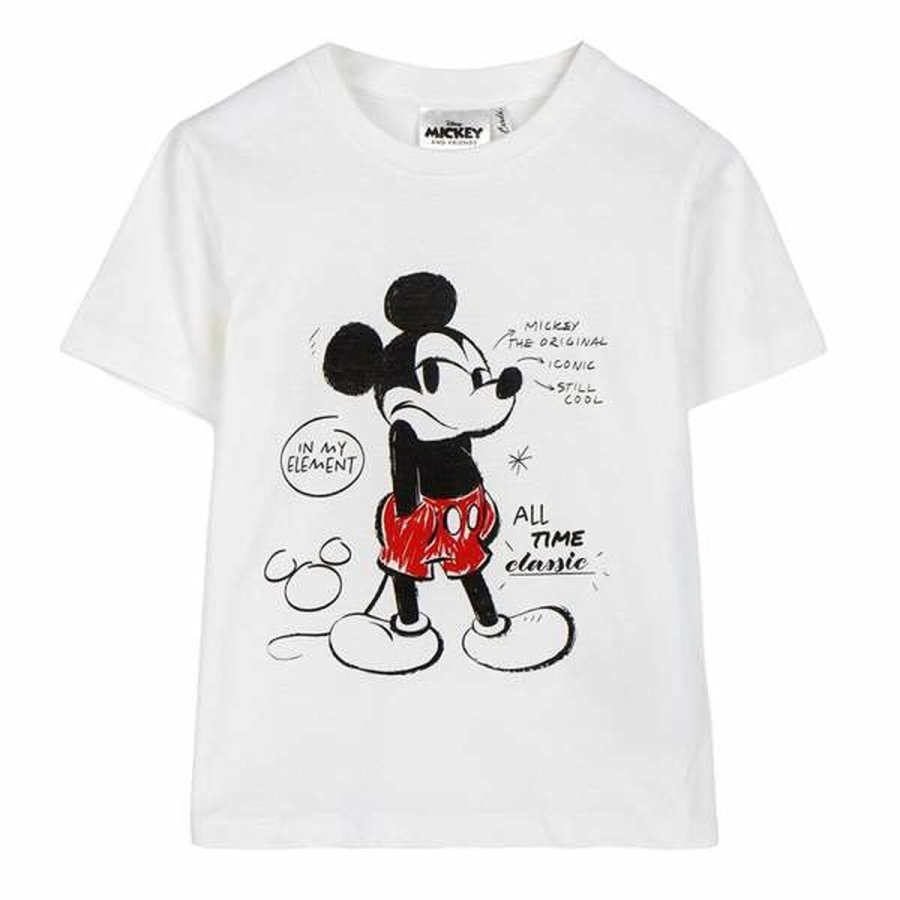 Brne Kortrmet T-shirt Mickey Mouse Hvid #1